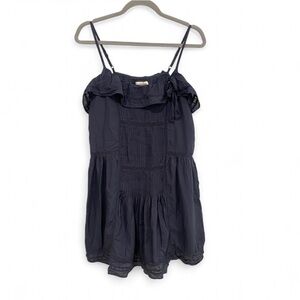 LUCKY BRAND NAVY BLUE SLEEVELESS SPAGHETTI STRAP RUFFLE MINI DRESS SIZE MEDIUM